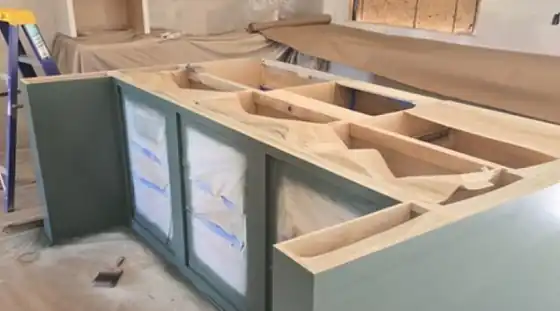 Kitchen remodel with new cabinet boxes installed